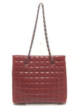 Chanel Tote Bag Chocolate Bar 255 Lambskin Red